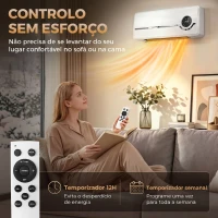 HOMCOM Aquecedor Elétrico de Baixo Consumo de Parede 2000W com 3 Modos Ecrã LED Termostato Temporizador e Oscilação Branco(m-7)