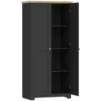 HOMCOM Kitchen Cupboard, 172cm Freestanding Storage Cabinet with Doors and Shelves, Black(m-1)