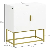 kleankin Bathroom Mirror Cabinet Under Sink Storage Cabinet Basin Cupboard with 2 Doors and Gold Steel Legs(m-3)