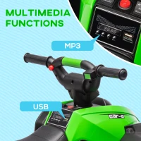 HOMCOM 12V Ride-On Quad Bike, with Music, Horn, LED Lights, for Ages 3-5 Years, Green(m-5)