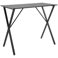 HOMCOM Bar și Masă Înaltă, Stil Industrial, cu Efect de Marmură, din Lemn și Oțel, 120x60x102 cm, Negru(m-15)