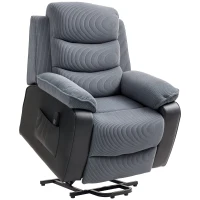 HOMCOM Opsta-fauteuil met zachte ribfluwelen bekleding, recliner-fauteuil met afstandsbediening en zijzakken, donkergrijs(m-11)