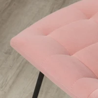 HOMCOM Set van 2 Eetkamerstoelen, Accentstoelen, Keukenstoelen, Retro-Design, Fluweelachtige uitstraling, 50 cm x 61 cm x 79 cm, Roze(m-9)