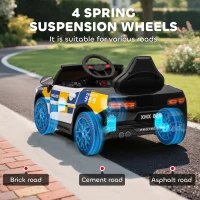 AIYAPLAY Kids Electric Ride on Police Car with Remote Control, Music, Horn, Siren Flashing Lights for 3-5 Years Old, Multicolour(m-6)