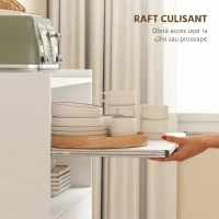 HOMCOM Dulap pentru Cuptorul cu Microunde din Lemn cu Sertar, Dulap cu 2 Uși și 2 Rafturi, 59x40x92 cm, Alb(m-5)