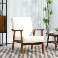 HOMCOM Boucle Seat Mid Century Accent Chair - White(m-10)