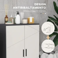 kleankin Mobiletto Bagno 2 Ante in Legno con 3 Ripiani e Chiusura Ammortizzata, 60x30x82cm, Grigio(m-5)