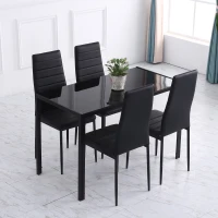 HOMCOM Eettafel Keukentafel grote tafel, modern design, 120 cm x 60 cm x 75 cm, Zwart(m-6)