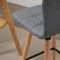 HOMCOM Lot de 2 tabourets de bar, chaises de bar capitonnées avec dossier et repose-pieds, pieds en bois, 41,5x47x97,5cm, gris(m-8)