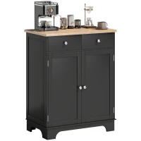 HOMCOM Meuble de rangement buffet salon avec placards, 2 tiroirs et étagères réglables, 68x40,3x85cm, noir et bois naturel(m-12)