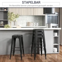 HOMCOM 4-delige Set Barkrukken van Metaal, voor Binnen en Buiten, Stapelbaar Ontwerp, Zwart(m-6)