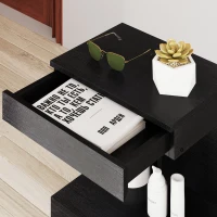 HOMCOM Nachtkastje, Bijzettafel met Lade en Open Opbergruimte, Modern Sofa Tafel met Schap voor Verschillende Ruimtes, Zwart(m-9)