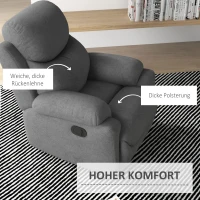 HOMCOM Relaxstoel, TV-stoel met ligfunctie en stoffen bekleding  Geniet van ultiem comfort met de HOMCOM Relaxstoel Deze TV-stoel is voorzien van een handige ligfunctie en heeft een stijlvolle stoffen bekleding met een lederlook(m-6)