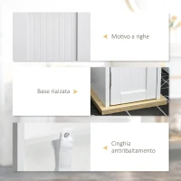 kleankin Mobile Bagno Stretto, Mobiletto Bagno Salvaspazio con Porta Carta Igienica, Ripiani Regolabili, per Lavanderia, Moderno, 20x20x80 cm, Bianco(m-6)
