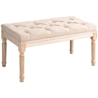 HOMCOM Sitzbank Vintagedesign Vintagebank, Knopfheftung, gedrechselte Beine, Shabby Chic, Creme(m-11)