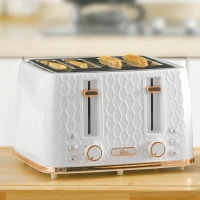 HOMCOM Four-Slice Honeycomb Toaster - White(m-2)