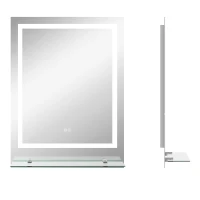 kleankin LED Bathroom Mirror with Lights and Shelf, Illuminated Makeup Mirror, Vanity Mirror with 3 Colour, Smart Touch, Anti-Fog(m-1)