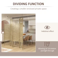 HOMCOM 4 Panel Folding Room Divider, Privacy Screen, Paravent Partition Separator for Living Room, Bedroom, Natural(m-7)