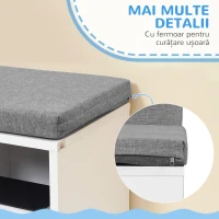 HOMCOM Bibliotecă cu 5 Rafturi Deschise și 2 Perne, Mobilier Modern din Lemn, pentru Living, Dormitor și Birou, Gri Alb(m-7)