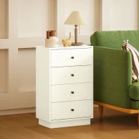 HOMCOM Cómoda para Dormitorio Moderna de 4 Cajones Cajonera Estrecha para Salón Pasillo 47x29x75 cm Blanco(m-8)