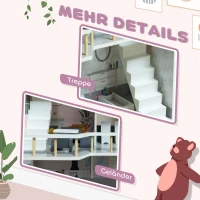 AIYAPLAY poppenhuis, 3-laags houten speelhuis met 13 meubels en trap, 85,3 cm hoog, speelgoedcadeau voor meisjes van 3-6 jaar, grijs(m-7)