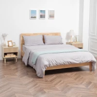 HOMCOM Lot de 2 tables de chevet table de nuit avec tiroirs et niches, style moderne, dim. 47 x 47 x 50 cm, bois naturel(m-2)