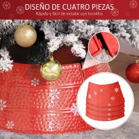 HOMCOM Falda para Árbol de Navidad de Metal Impermeable Decoración para Árbol Navideño 66x66x23 cm Rojo(m-6)