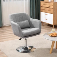 HOMCOM Sedia Girevole a 360° ad Altezza Regolabile, con Cuscino, Supporto Lombare e Bracciolo, 60x60x79-91 cm, Grigio(m-2)