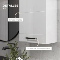 kleankin Mueble de Baño Colgar con Estante Ajustable para Cocina Lavadero Dormitorio Blanco Brillo(m-6)