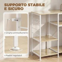HOMCOM Scaffale Cucina con Ripiani in Legno e Metallo con 5 Ganci, Salvaspazio, 90x39x83.5 cm, Rovere(m-6)
