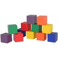 HOMCOM 12 PCs Soft Play Blocks, Soft Foam Toy, Building and Stacking Blocks for Kids, Red(m-10)