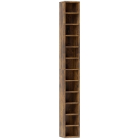 HOMCOM 204 CD Tall Narrow Media Storage Tower - Rustic Brown