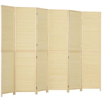 HOMCOM Paravent en bois de bambou 6 panneaux 270 x 180 cm séparateur de pièce cloison de séparation pliable - naturel(m-12)