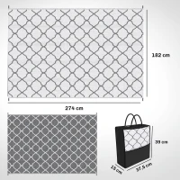 Outsunny Tapis d'extérieur tapis réversible dim. 2,74L x 1,82l m - PP Haute densité 310 g/m² Gris et blanc(m-3)