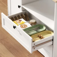 HOMCOM Credenza Cucina con 3 Armadietti, 2 Cassetti, Ripiani Regolabili e Portaspezie, 100x40x62 cm, Bianco(m-9)