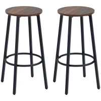HOMCOM Barkrukset van 2 barstoelen in industrieel design, metalen frame, voetsteun, 42 x 42 x 65 cm(m-11)