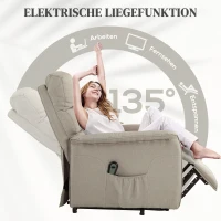 HOMCOM Relaxfauteuil met opsta-ondersteuning, verstelbare rugleuning/voetensteun, tot 120 kg, 66 x 90 x 96 cm, Beige(m-5)