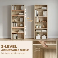 HOMCOM Six Shelf Bookcase - Oak(m-5)