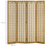 HOMCOM Paravent en bois ajouré séparateur de pièce closion intérieur pliable 4 panneaux en bois 160 x 170 cm naturel(m-3)