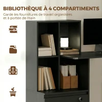 HOMCOM Bureau d'ordinateur avec bibliothèque 4 compartiments et tiroir verrouillable, 126 x 50 x 109 cm, noir(m-4)