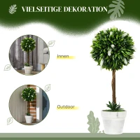 HOMCOM Set van 2 Lavendel Kunstbomen, 60 cm hoog, inclusief Pot en Kunstmos, Wit(m-5)