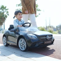 HOMCOM Benz SLC 300  Licensed 12V Kids Electric Ride On, with Music, Remote Control, LED Headlights, Horn, Black(m-9)