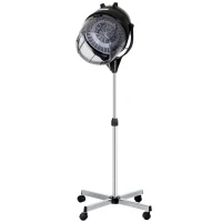 HOMCOM Casco Asciugacapelli 1180W ad Altezza Regolabile con Timer 60 Minuti e Ruote Girevoli, 65x65x115-165 cm, Nero(m-11)