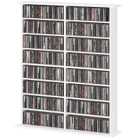 HOMCOM 16-Compartment Media Shelf- White(m-11)