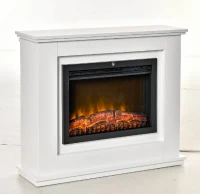 HOMCOM Elektrische Haard, 3D LED Vlammen, Afstandsbediening, Timer, MDF, Wit(m-11)