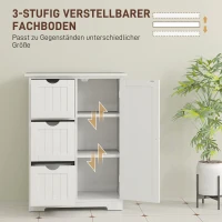 HOMCOM Badkamerkast, Badkamercommode, 3 Laden, Schap, MDF, Wit(m-5)