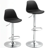 HOMCOM 2-delige Set Barkrukken, Barstoelen met Leuning, In Hoogte Verstelbaar, Tot 120 kg, 42 x 38 x 82-104 cm, Zwart(m-1)