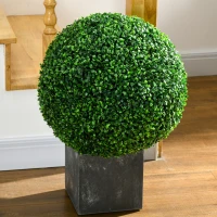 HOMCOM Lot de 2 boules de buis artificielles de 50 cm décoration pour intérieur ou extérieur vert(m-7)