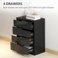 HOMCOM Chest of Four High Gloss Front Drawers - Black(m-4)