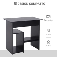 HOMCOM Scrivania PC Moderna in Legno con Ripiano per CPU e Spazio per Tastiera Estraibile, 80x45x75 cm, Nero(m-5)
